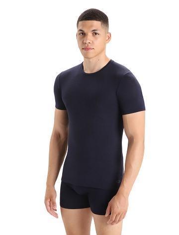 Bielizny Icebreaker Merino Anatomica Krótkie Sleeve Crewe T-Shirt Męskie Granatowe | PL 1646ILHS